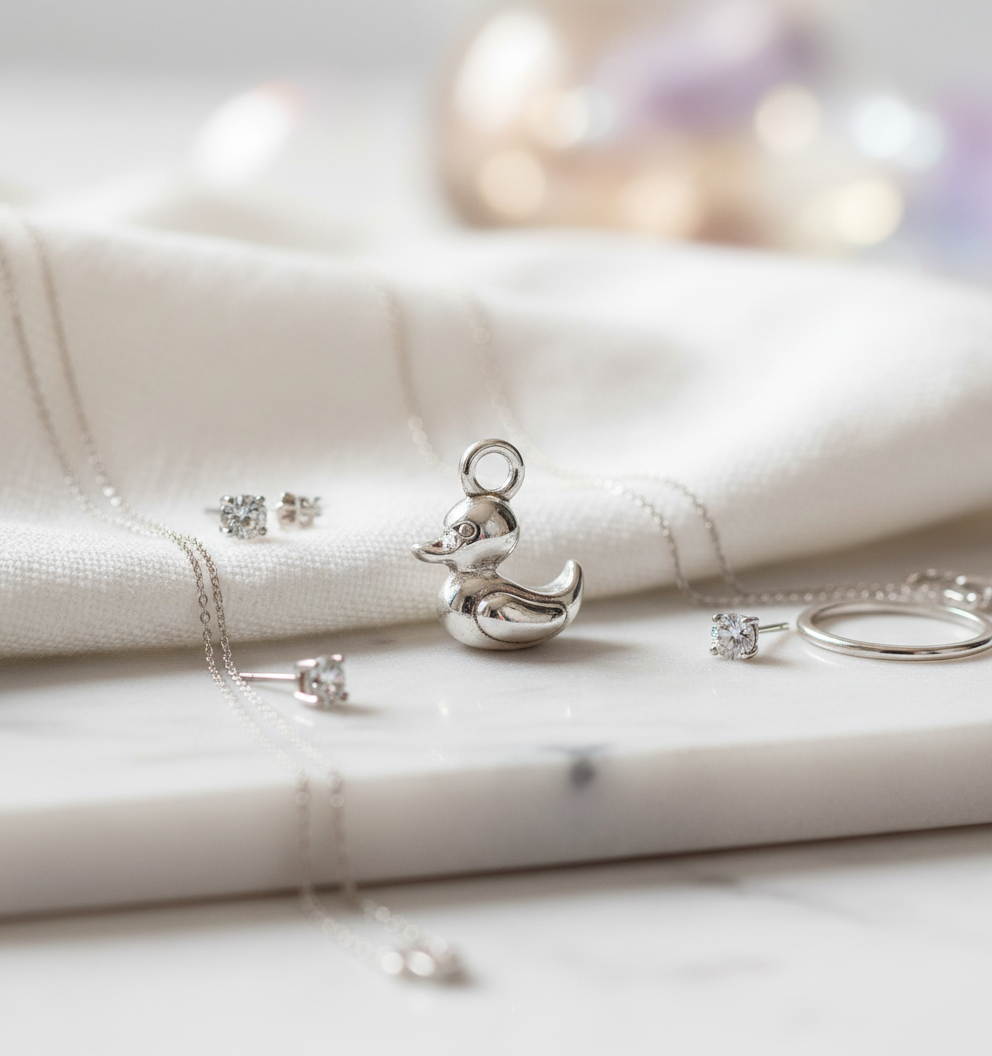 Silver Duck Charm