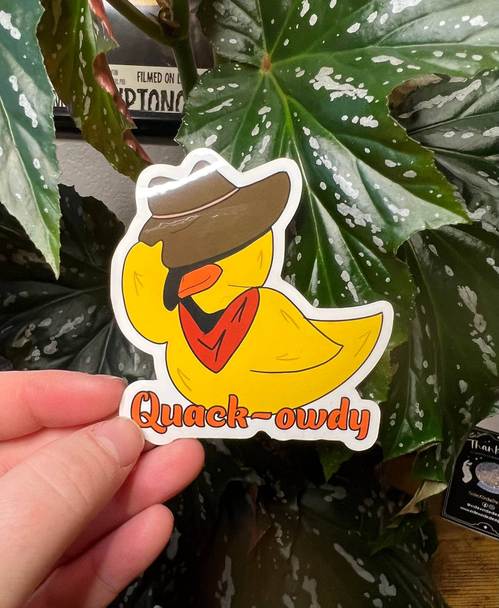 Cowboy-Enten-Aufkleber "Quack-owdy"