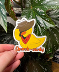 Cowboy-Enten-Aufkleber "Quack-owdy"
