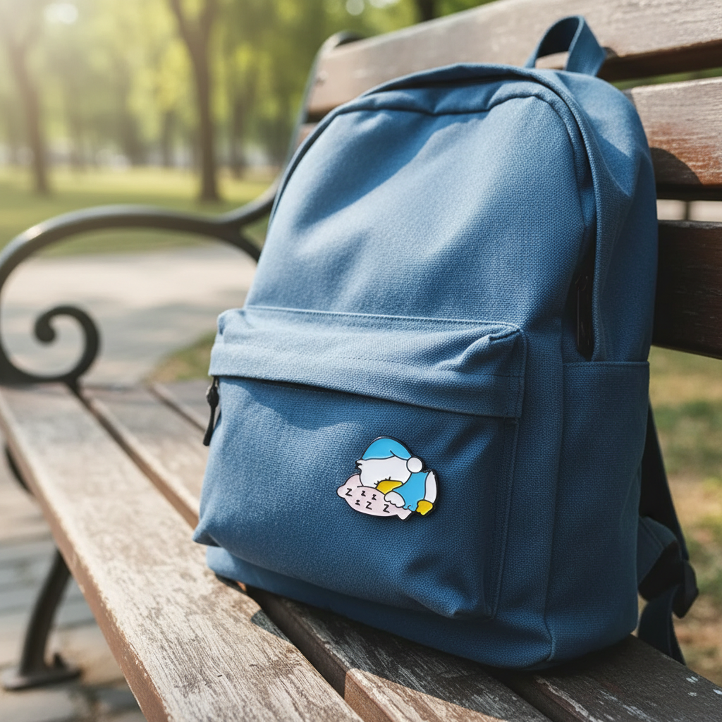 Schlafende weiße Ente Button