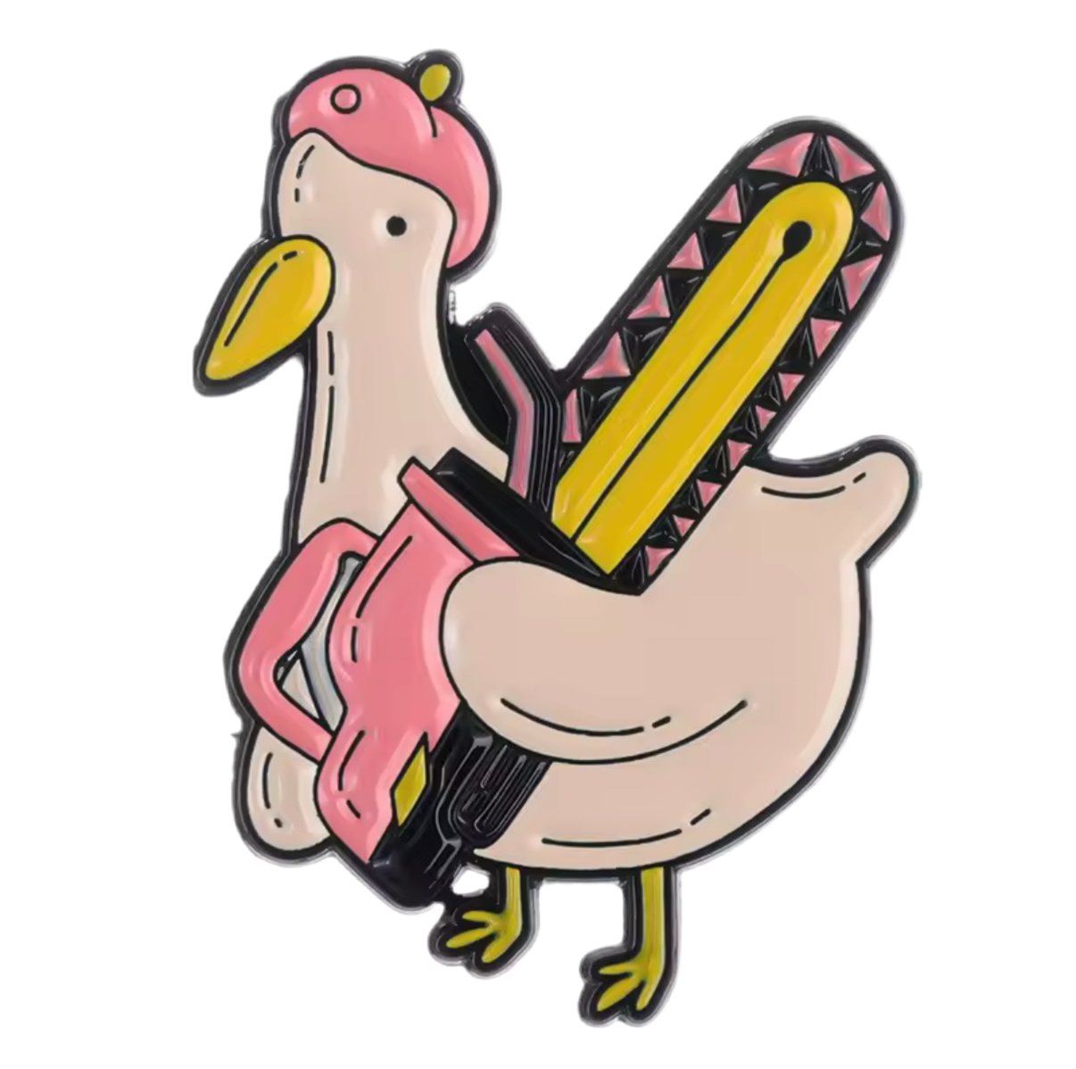Weiße Ente Kettensäge Pin 