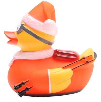 Orange Skifahrer-Ente