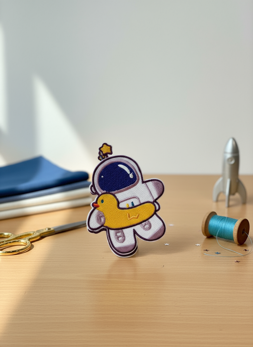 Aufbügelbarer Astronauten-Aufnäher mit Entenboje