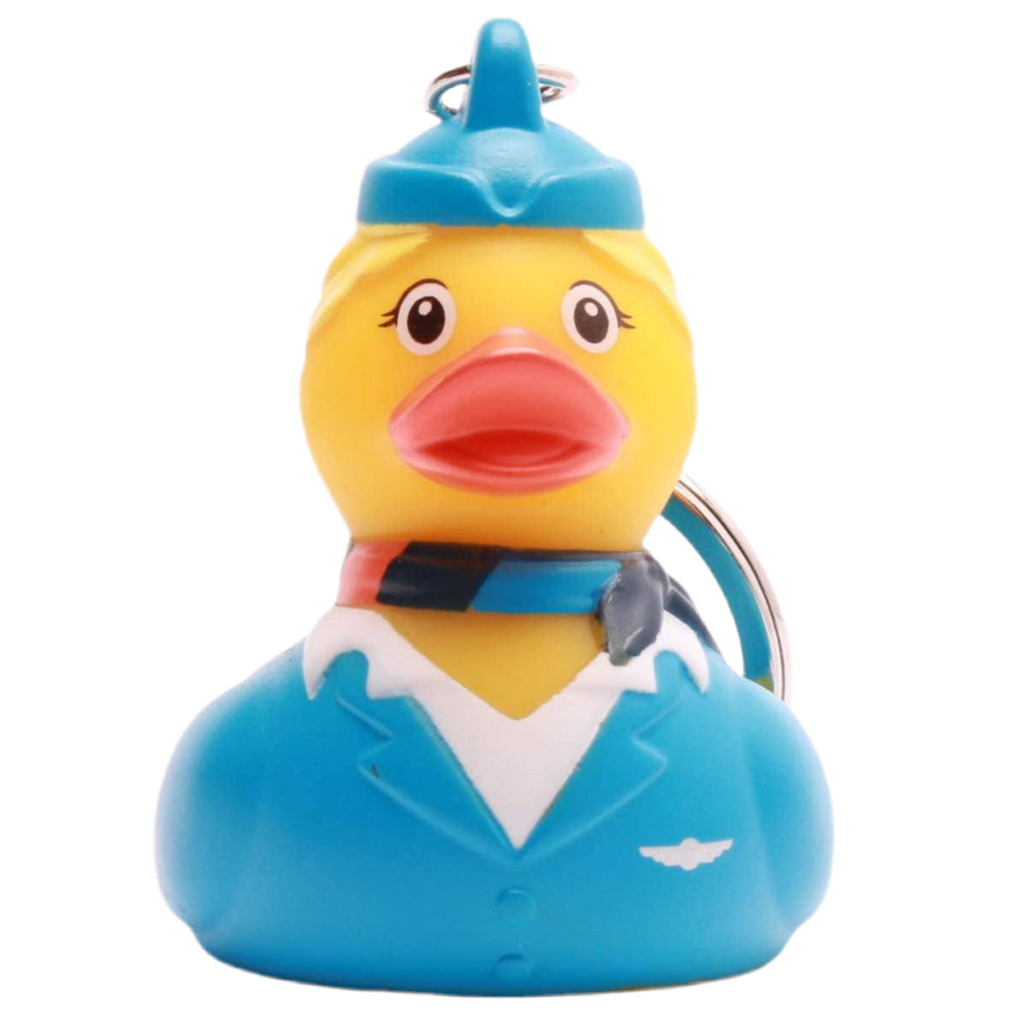 Blonder Flugbegleiter-Enten-Schlüsselanhänger
