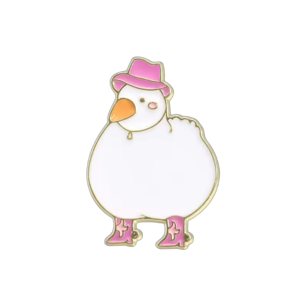 Cowgirl Weiße Ente Button