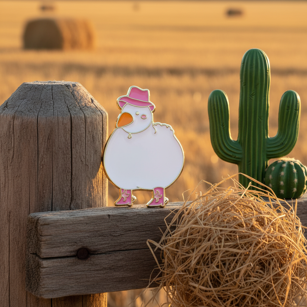 Cowgirl Weiße Ente Button
