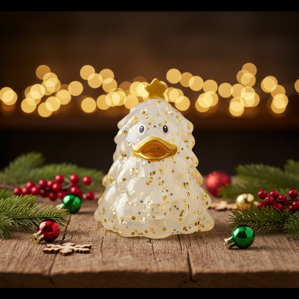 Goldene Glitzer-Weihnachtsbaum-Ente