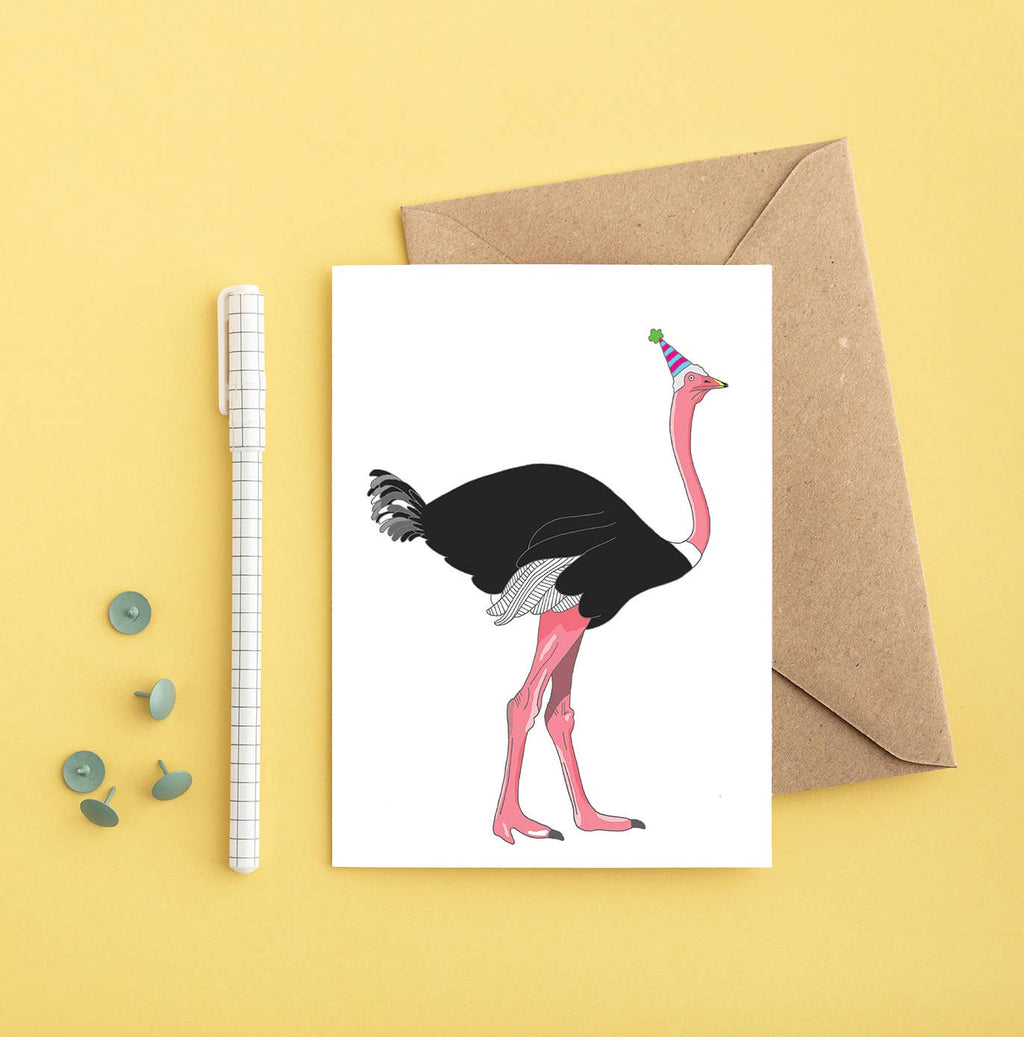 Carte d'anniversaire Autruche