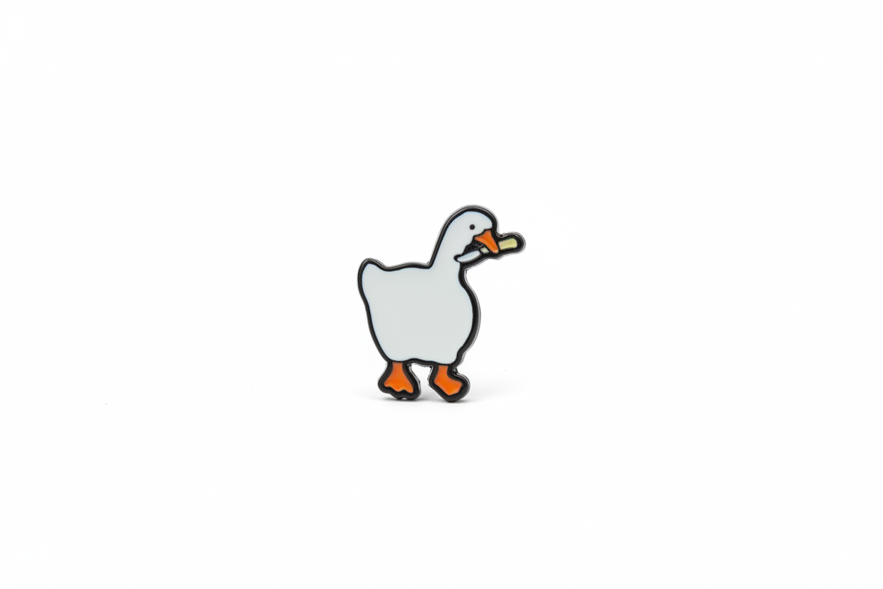 Ohrringe mit weißer Ente und Messer