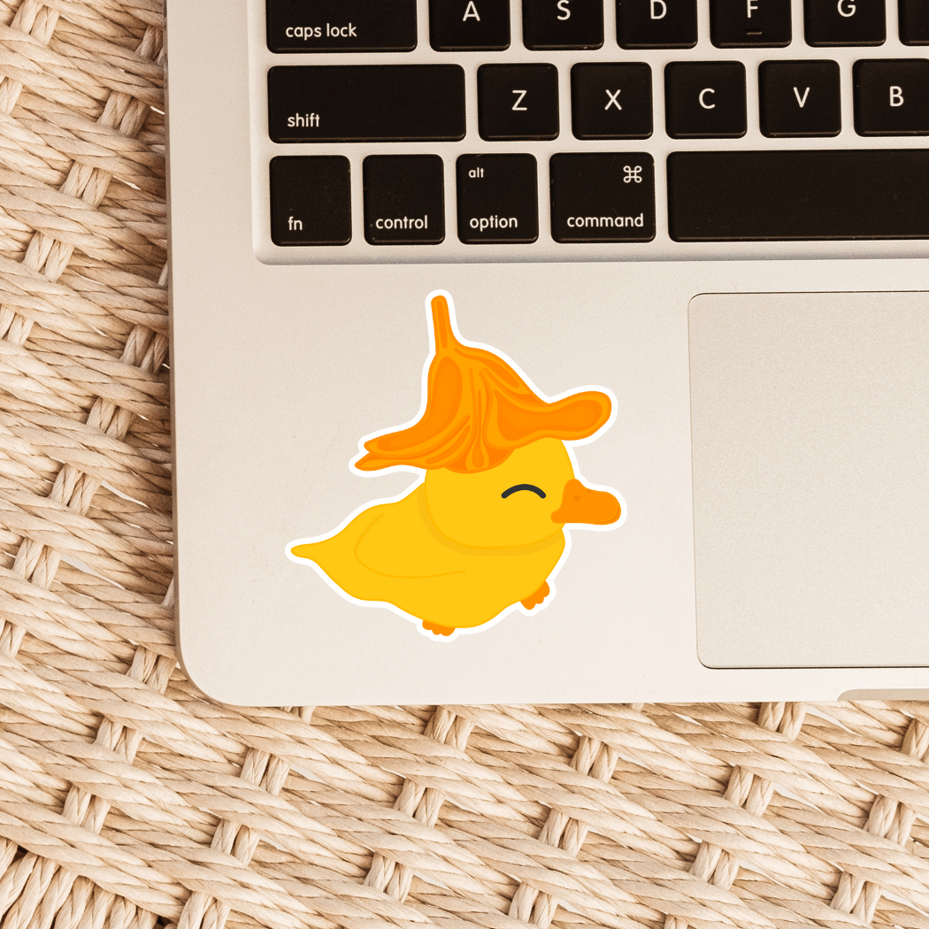 Ente mit einem geblümten Hut