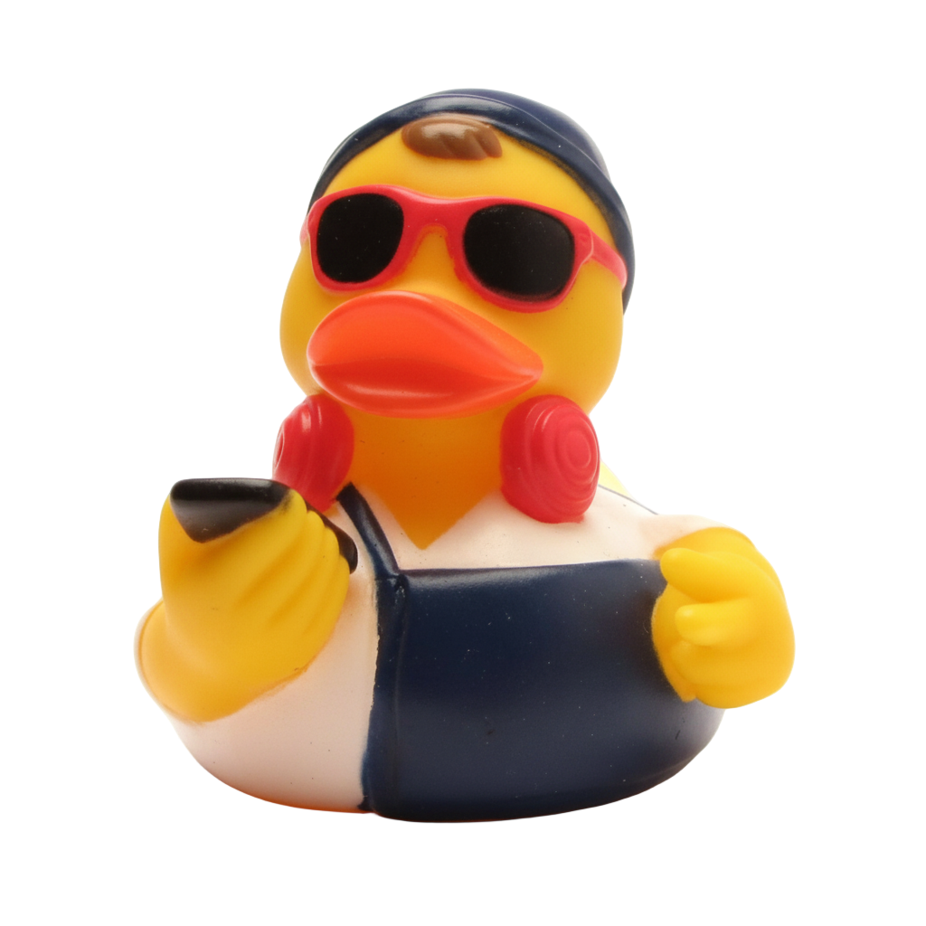 Rote Hipster-Ente