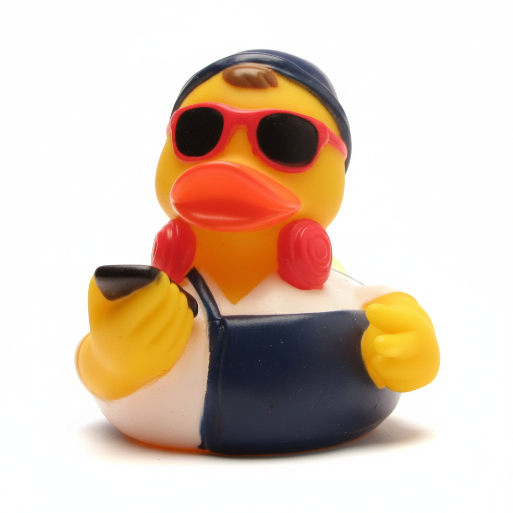 Rote Hipster-Ente
