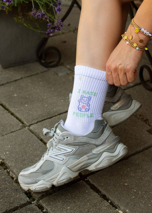 Glückskatzen-Socken "Ich hasse Menschen"