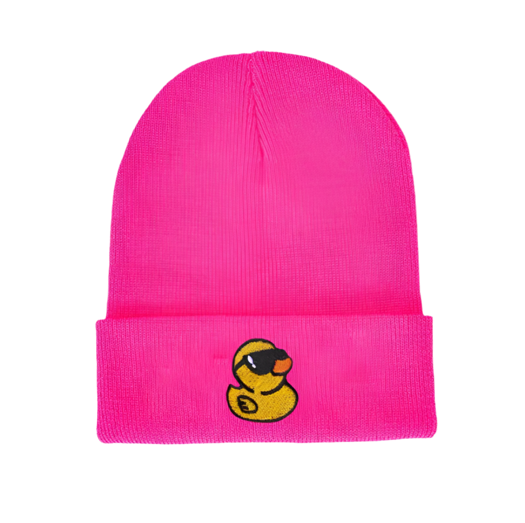 bonnet-rose-canard-jaune-lunettes-de-soleil