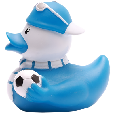 Blaue Fußballfan-Ente