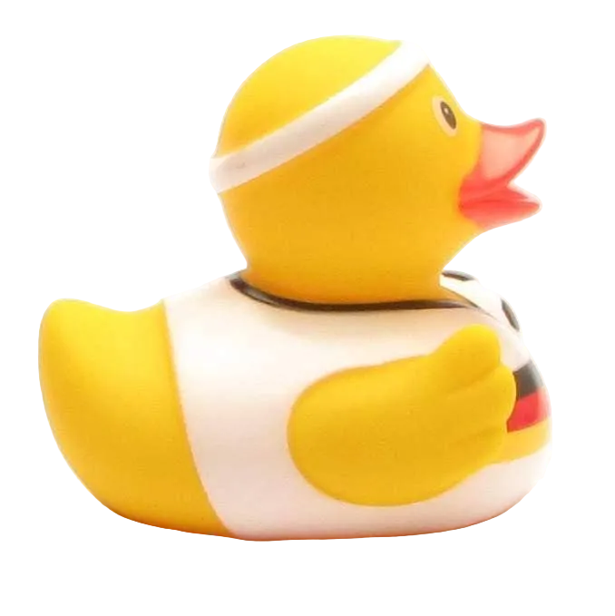 Trikot eines deutschen Fußballspielers mit Entenmotiv