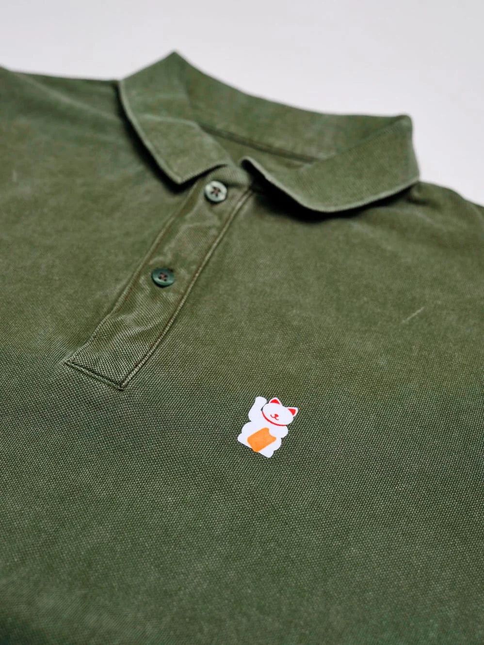 Polo Chat Chanceux - Kaki