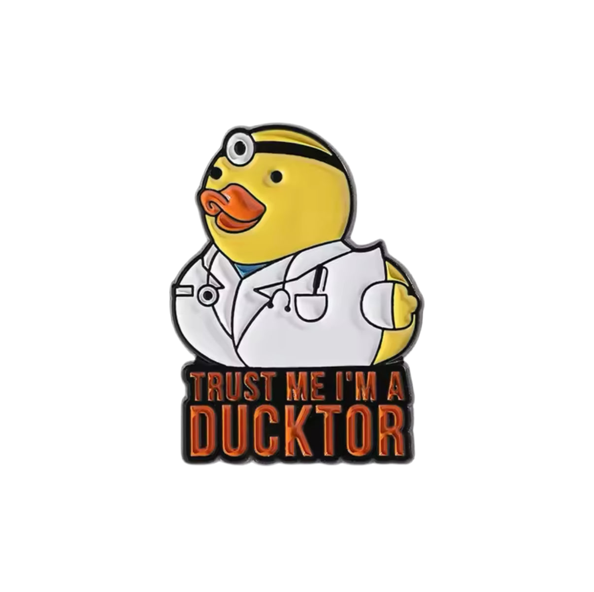 Gelbe Enten-Anstecknadel „Vertrau mir, ich bin Ducktor“