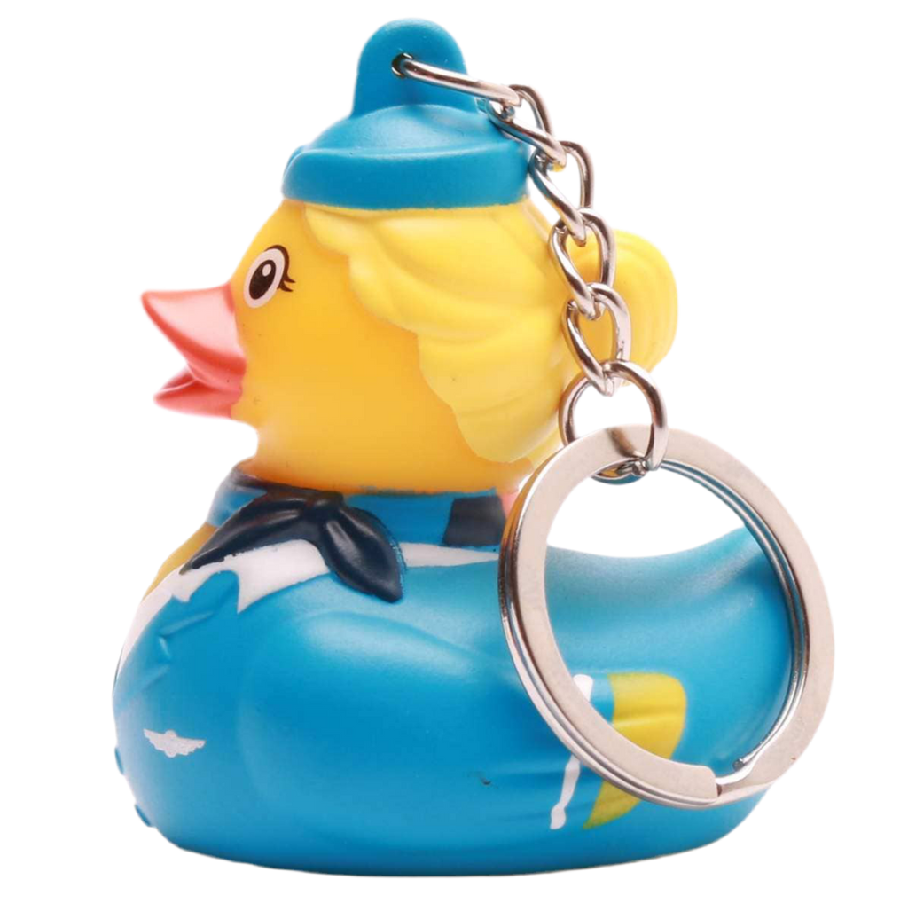 Blonder Flugbegleiter-Enten-Schlüsselanhänger