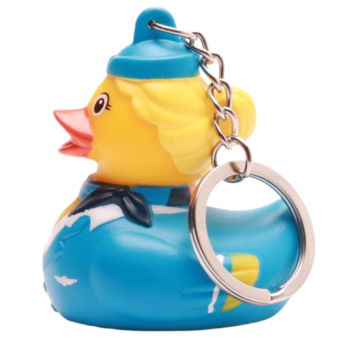 Blonder Flugbegleiter-Enten-Schlüsselanhänger
