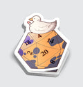 Duck Sitting on Polyhedral D20 Sticker