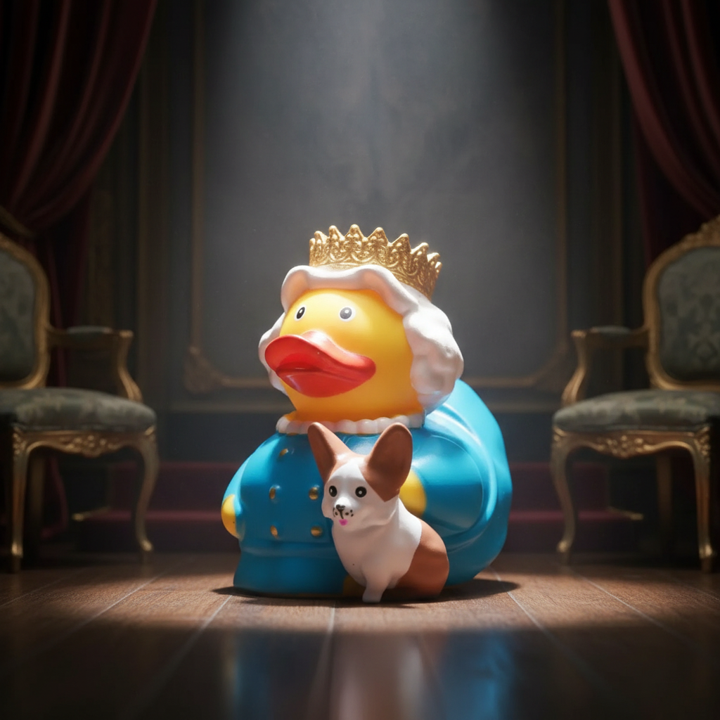 Canard Reine Elizabeth avec Corgi