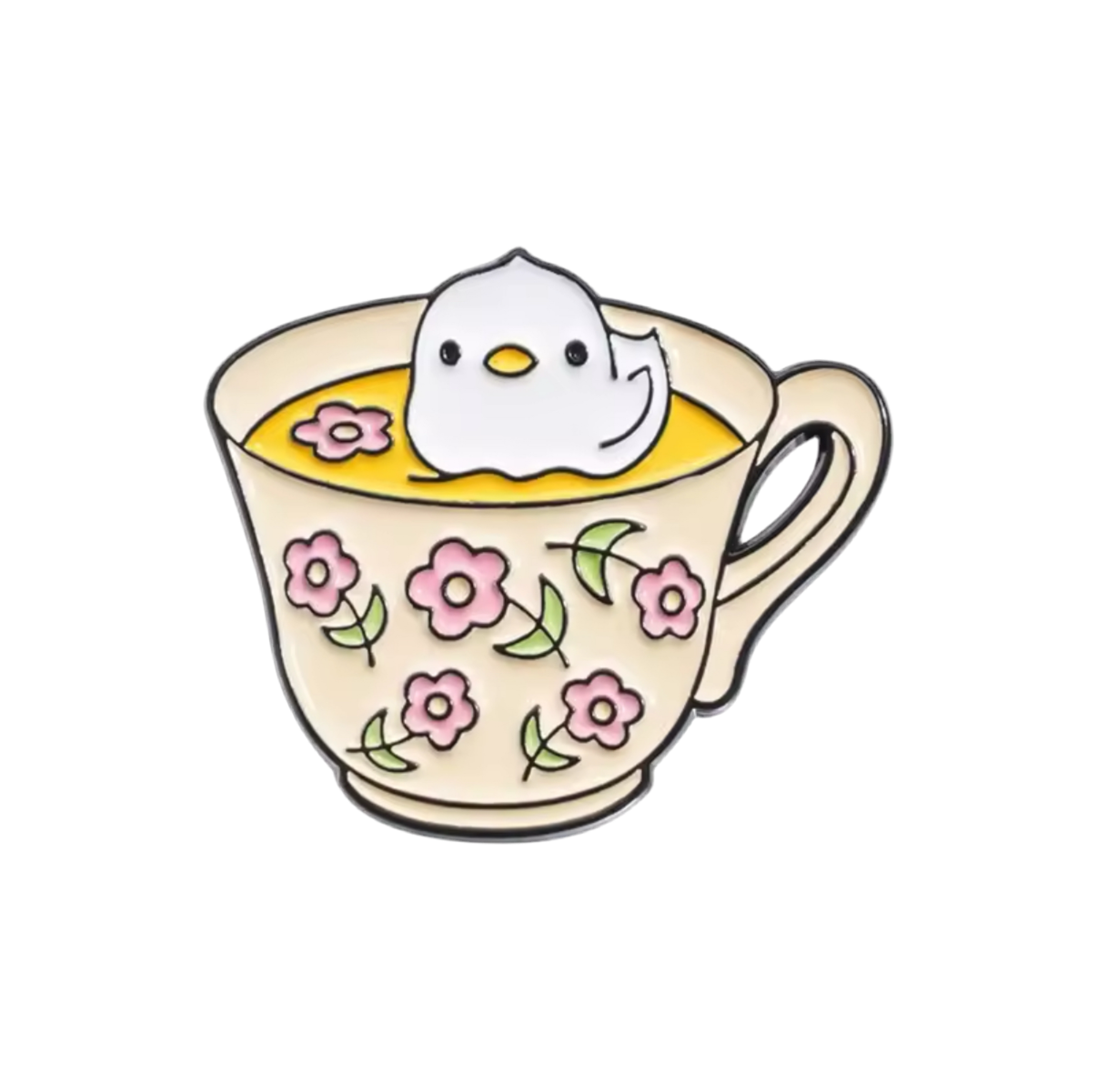 Weiße Ente in einer Teetasse Button