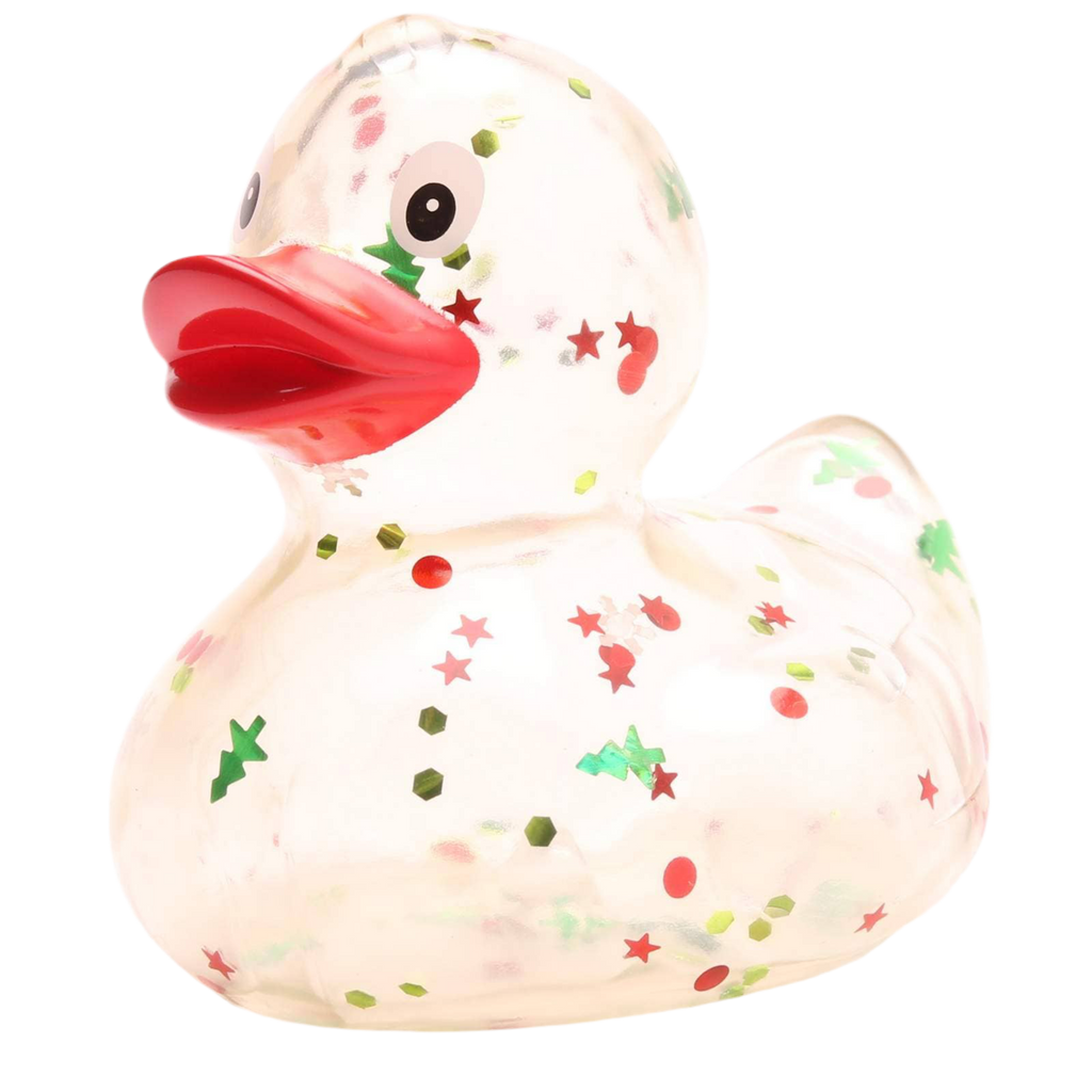 canard classique a paillettes de noel rouge