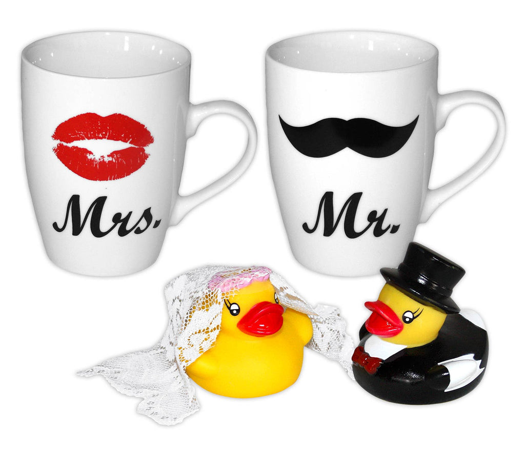 Set of 2 Mr. &amp; Mrs. cups and bath ducks