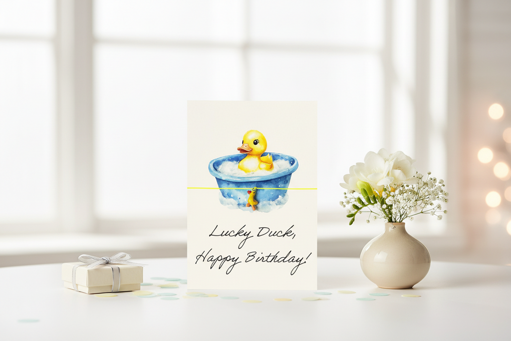 Glücksenten-Armbandkarte, alles Gute zum Geburtstag!