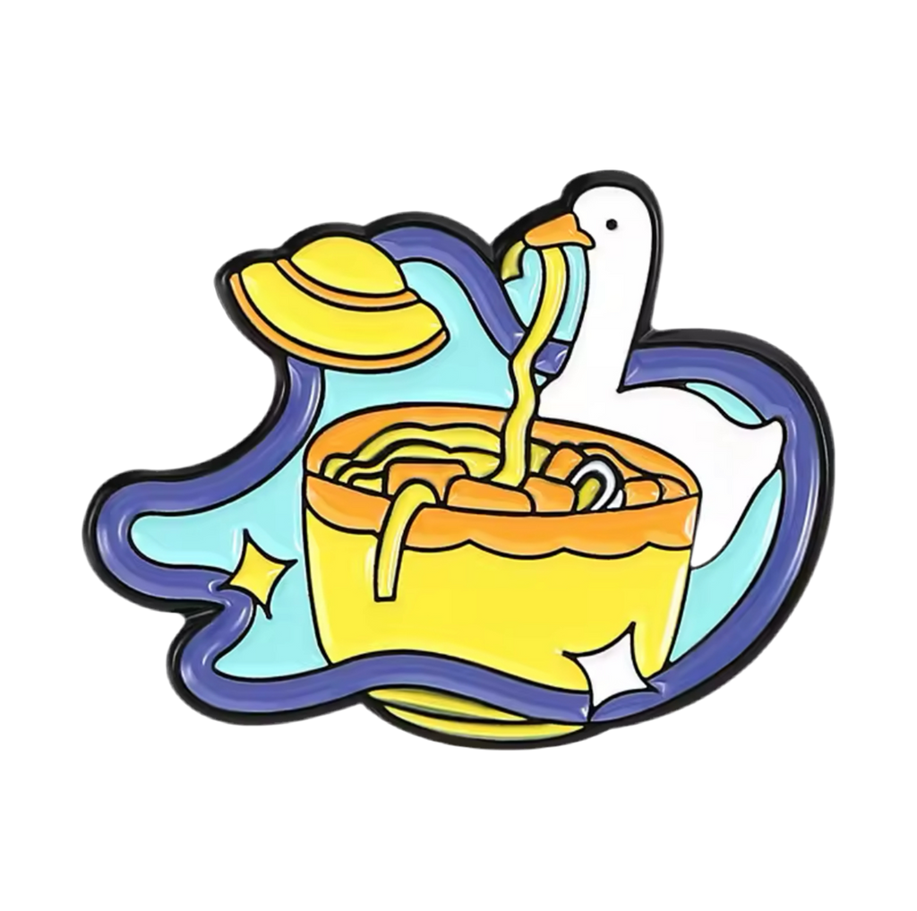 Weiße Enten-Anstecknadel „Space Noodle“