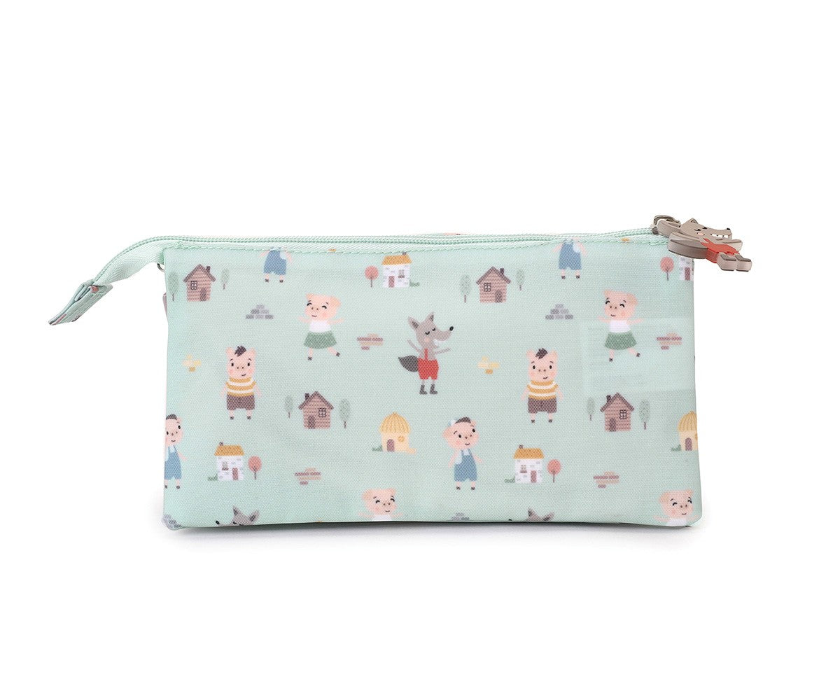 Trousse à Crayons 3 Compartiments Les Trois Petits Cochons