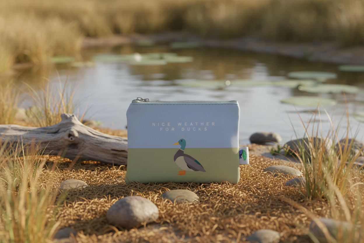 Geldbörse mit Stockentenmotiv und Reißverschluss