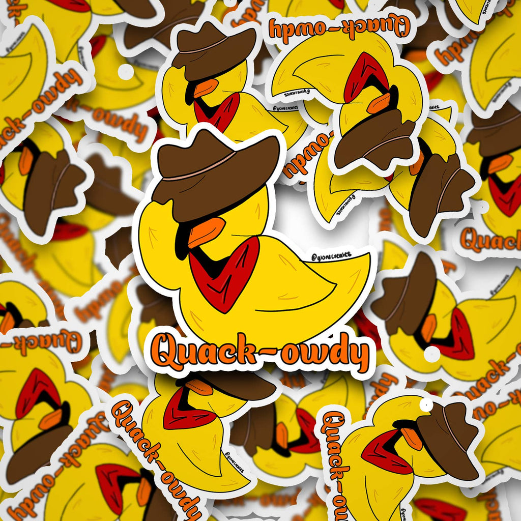 Cowboy-Enten-Aufkleber "Quack-owdy"