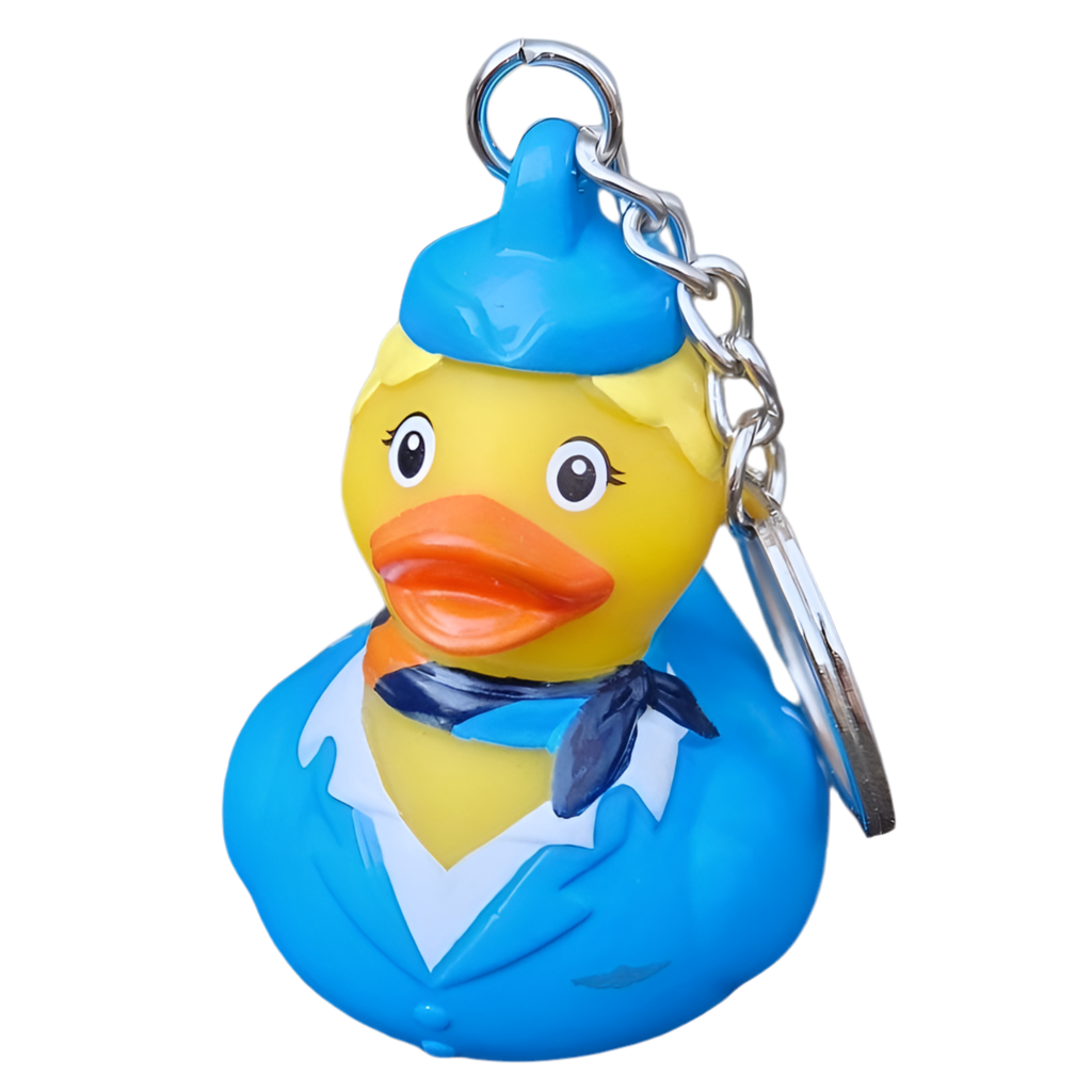 Blonder Flugbegleiter-Enten-Schlüsselanhänger