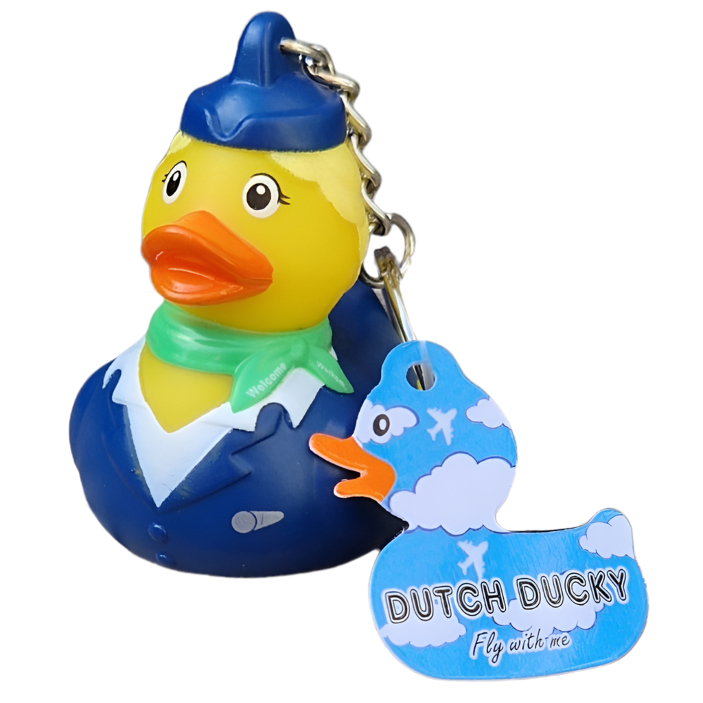 Blonder Flugbegleiter-Enten-Schlüsselanhänger