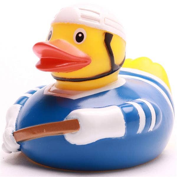 Blaue Eishockey-Ente