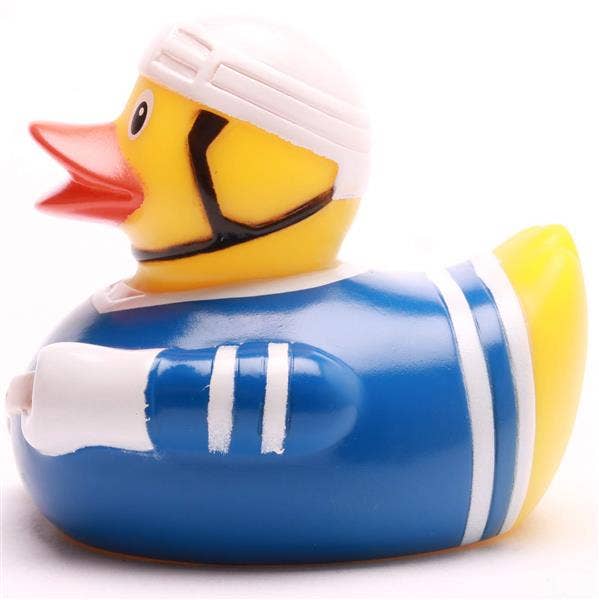 Blaue Eishockey-Ente