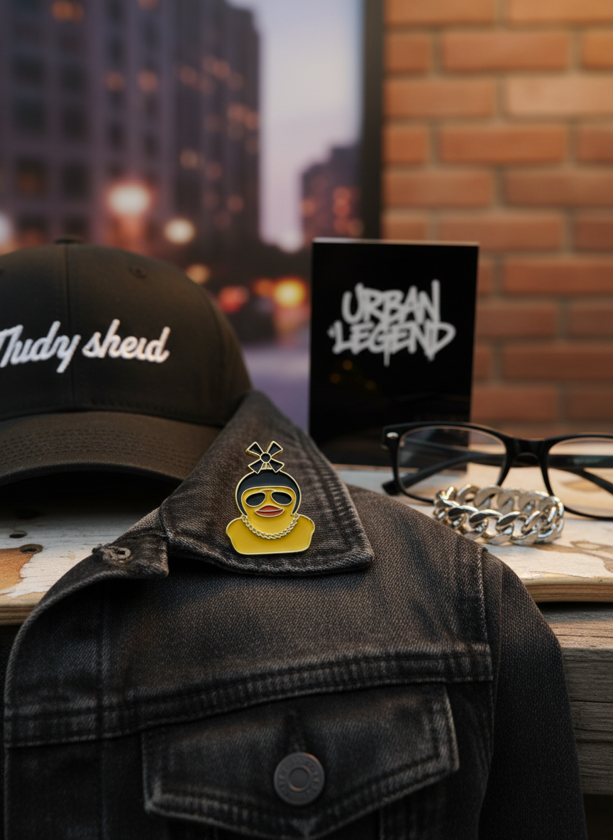 Yellow Duck Pin with Propeller Motorcycle Helmet