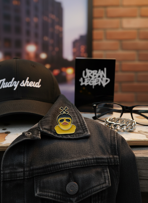 Yellow Duck Pin with Propeller Motorcycle Helmet