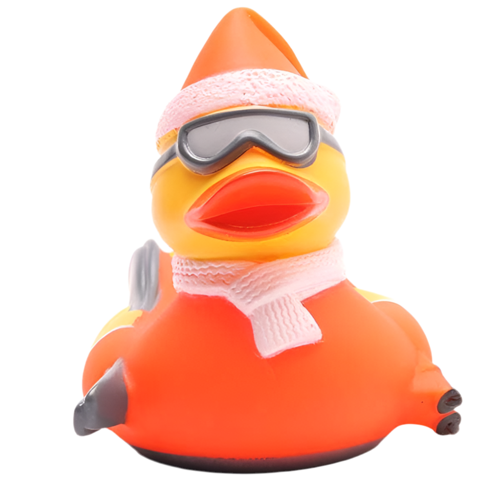 Orange Skifahrer-Ente