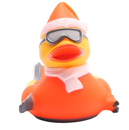 Orange Skifahrer-Ente