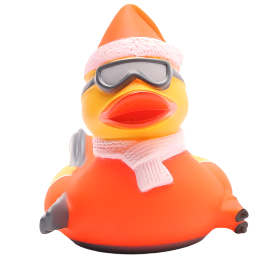 Orange Skifahrer-Ente