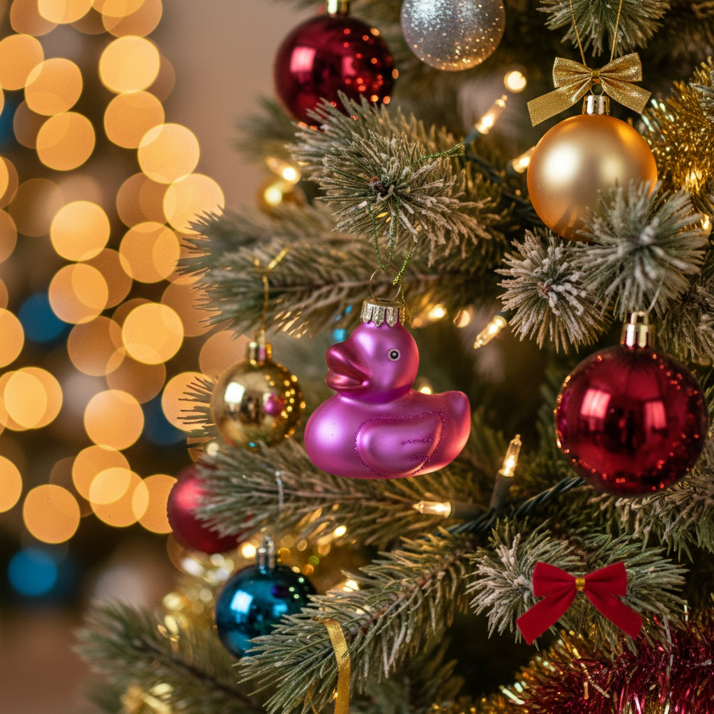 Rosa Badeente Weihnachtskugel