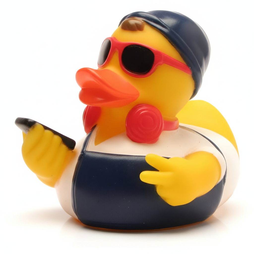 Rote Hipster-Ente