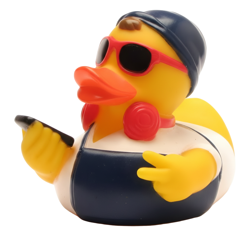 Rote Hipster-Ente