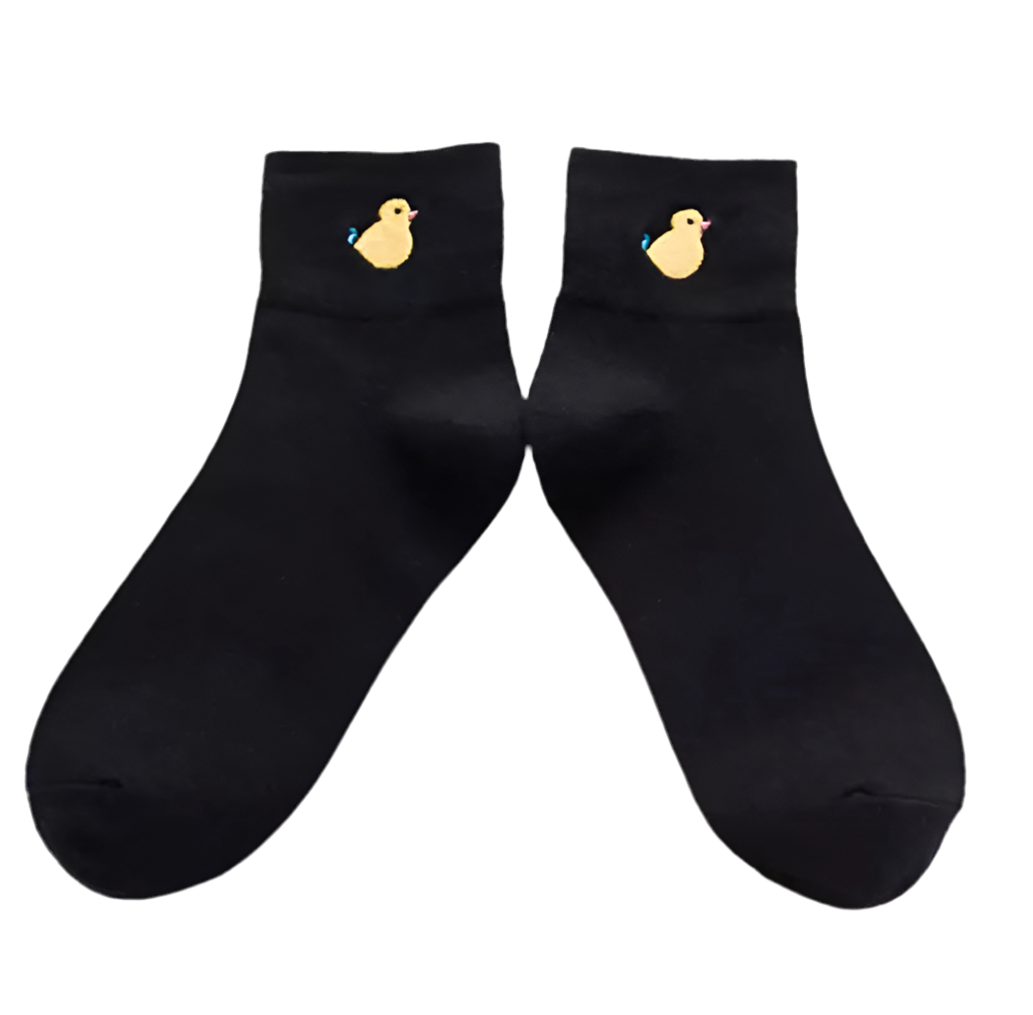 Black Socks Embroidered Chick