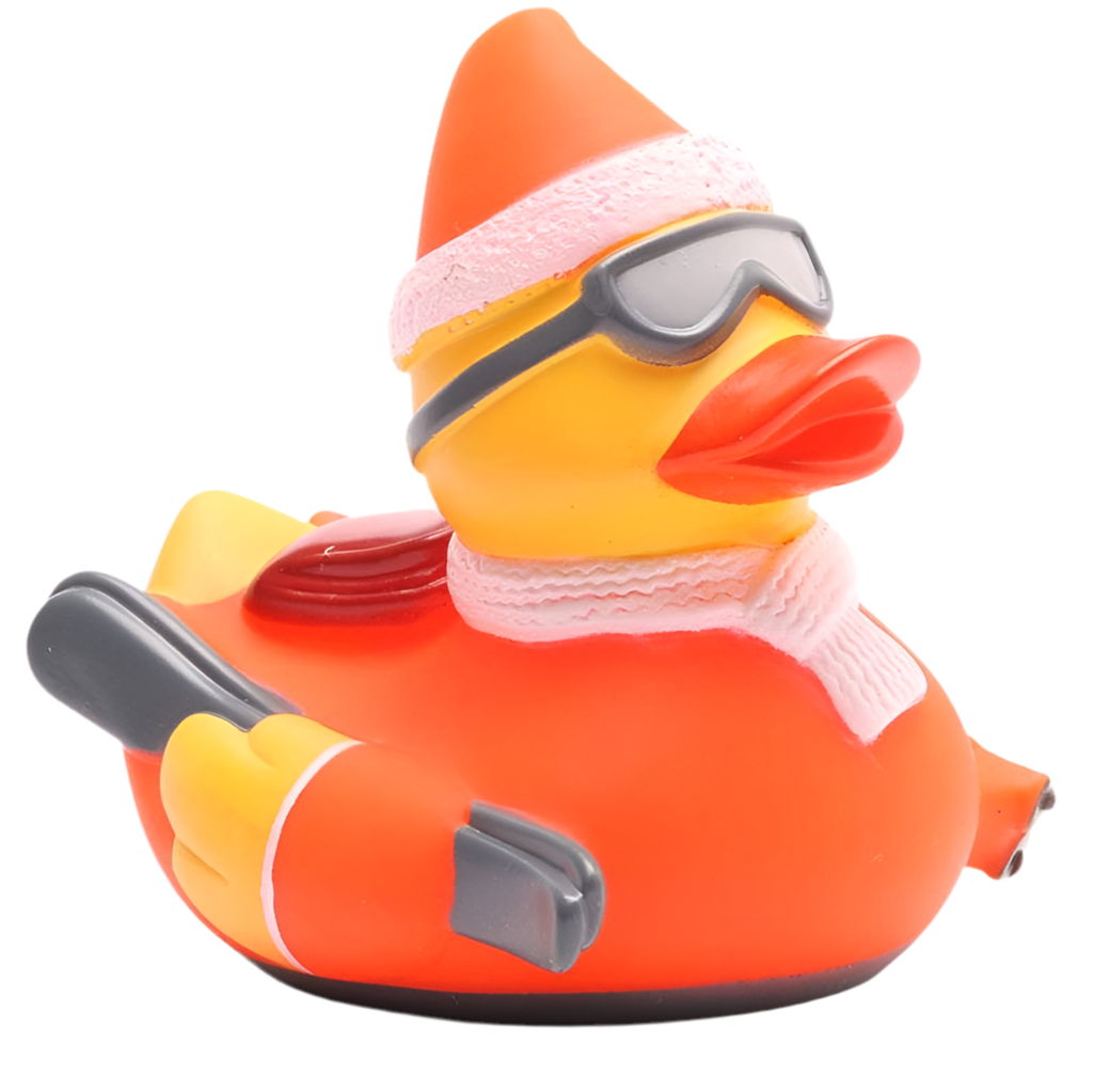 Orange Skifahrer-Ente