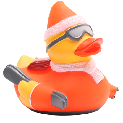 Orange Skifahrer-Ente