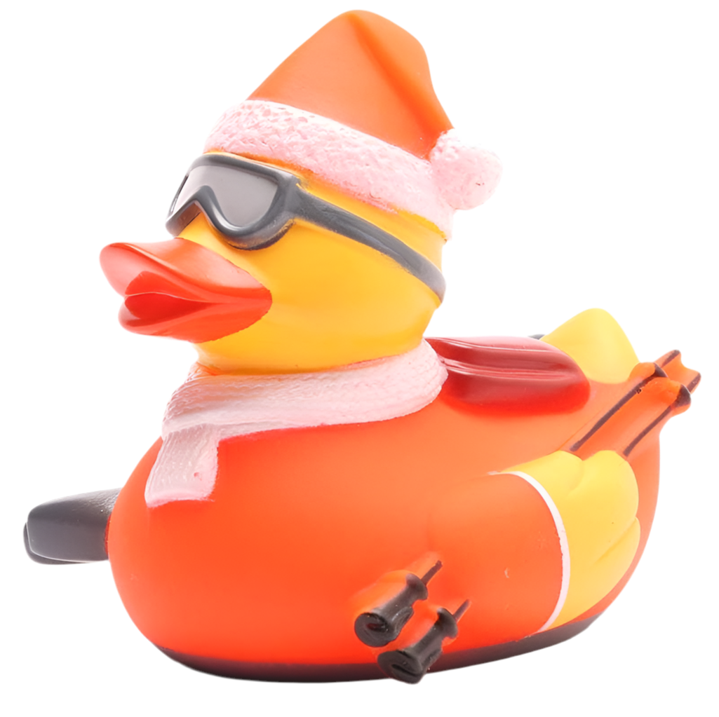 Orange Skifahrer-Ente